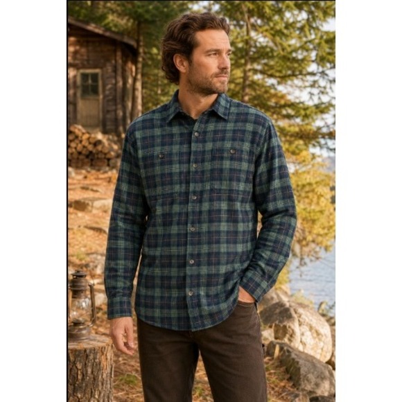 Duluth Trading Co Other - Duluth Trading Co Flannel Shirt Large Green Plaid Outdoor Workwear Rugged Cotton